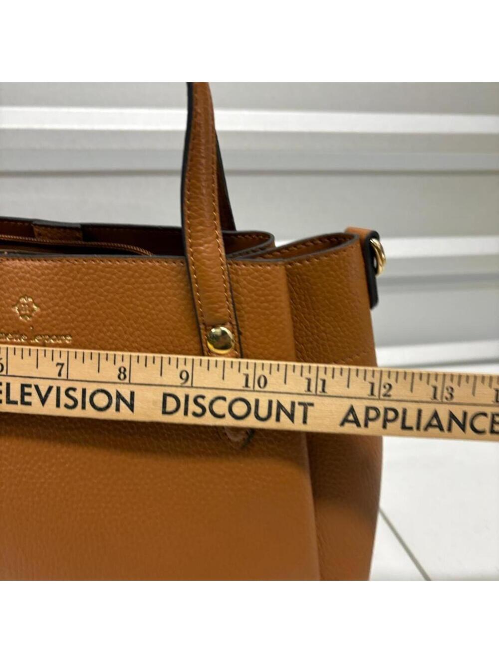 Nanette Lepore Women's Brown Pebbled Faux Leather Satchel Shoulder Bag Medium - Picture 4 of 9